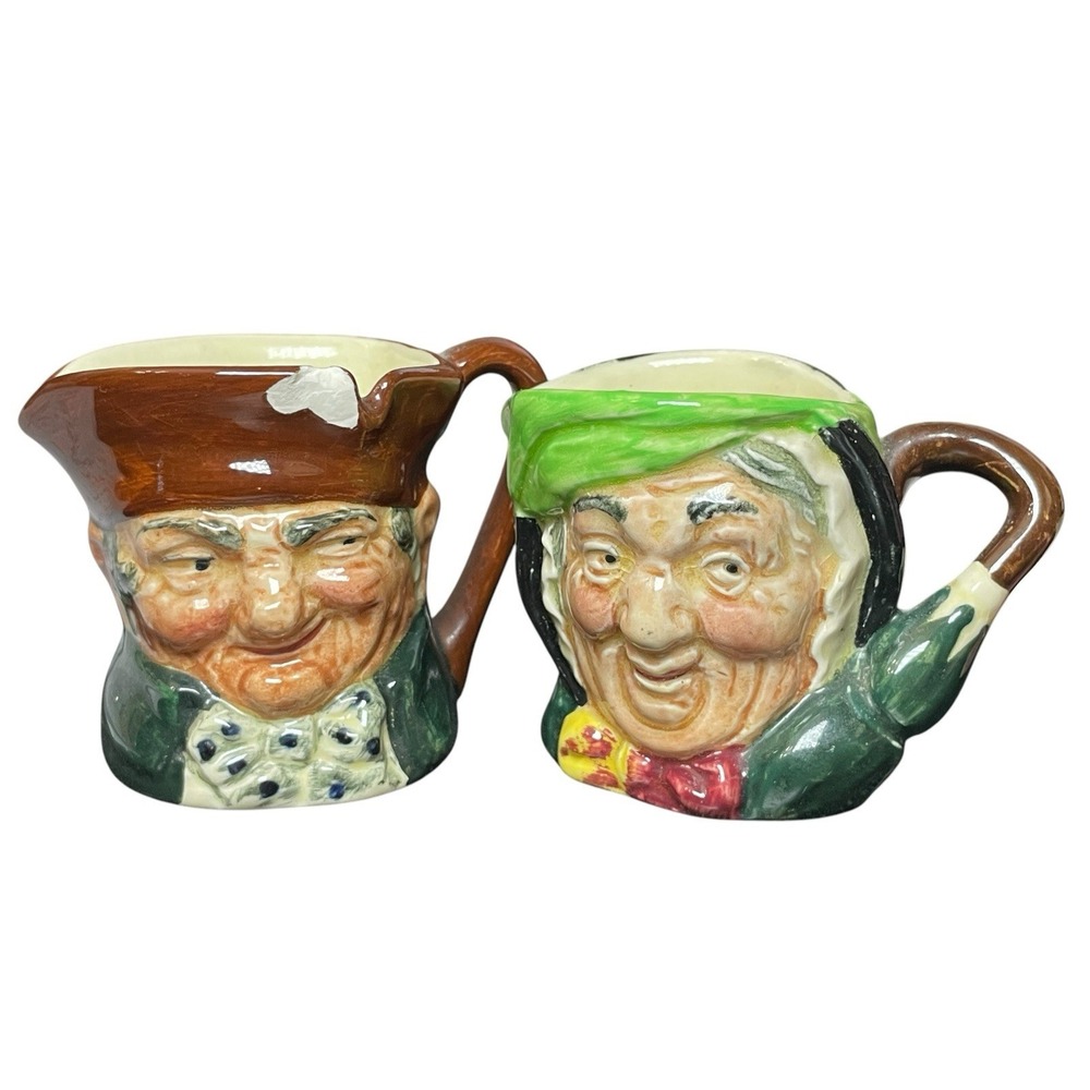 2 ROYAL DOULTON Toby Jugs Mugs Sairey Gamp and Old Charley Vintage‎ READ